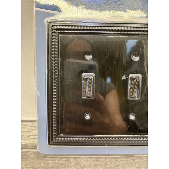 Brainerd Beaded Triple Toggle Wall Switch Plate 79867 Brushed Bronze {1} - Picture 5 of 11